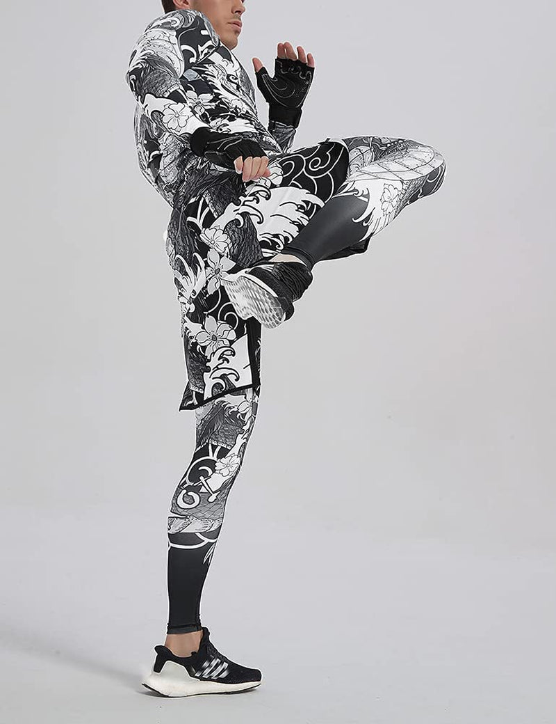 Men'S Quick Dry Cool Compression Fit Tights Leggings Waistband-Ysk08
