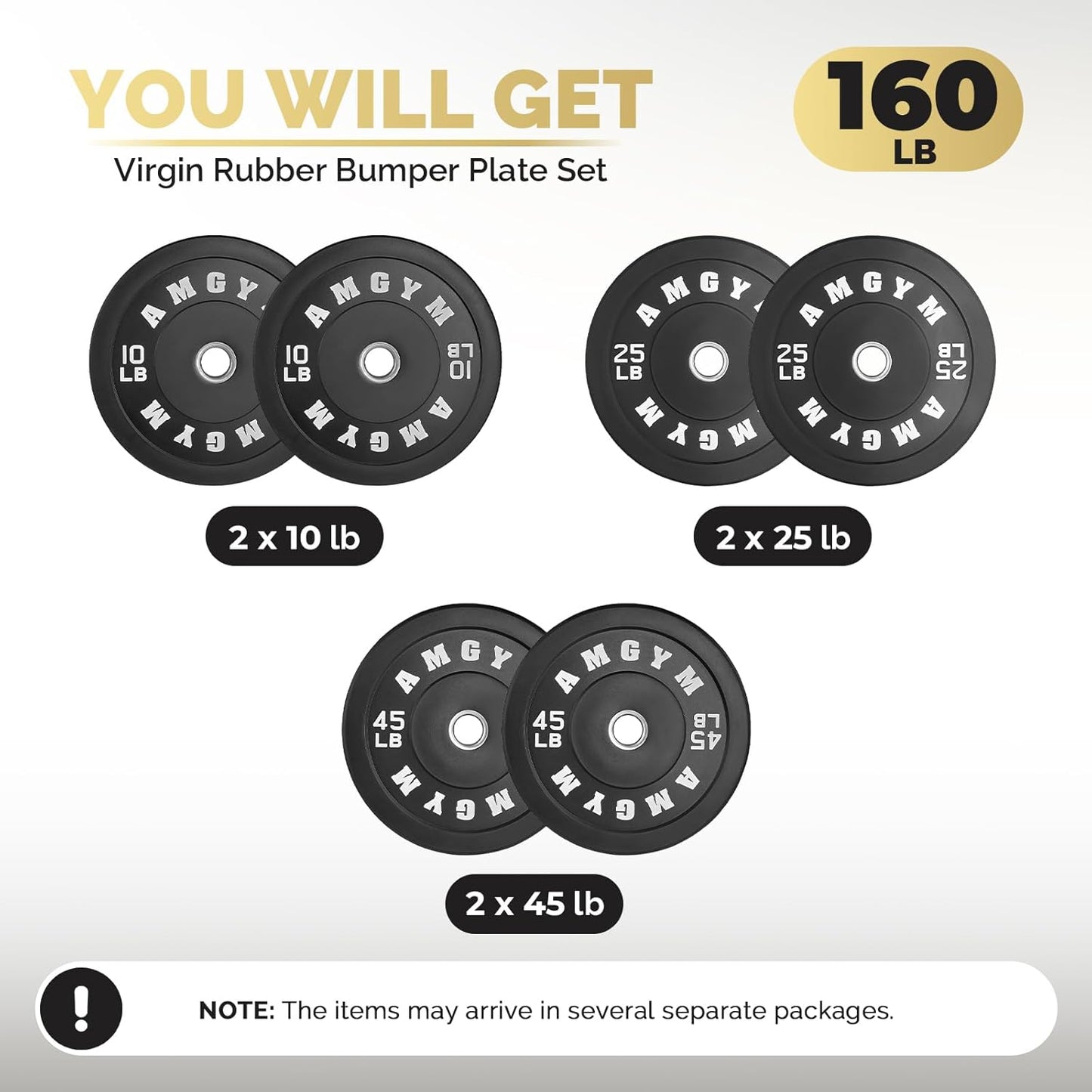2 Inch Bumper Plates,10-500Lbs,Barbell Rubber Olympic Weight Plates Set for Home Gym, Strength Training & Weight Lifting,Multiple Options/Colors