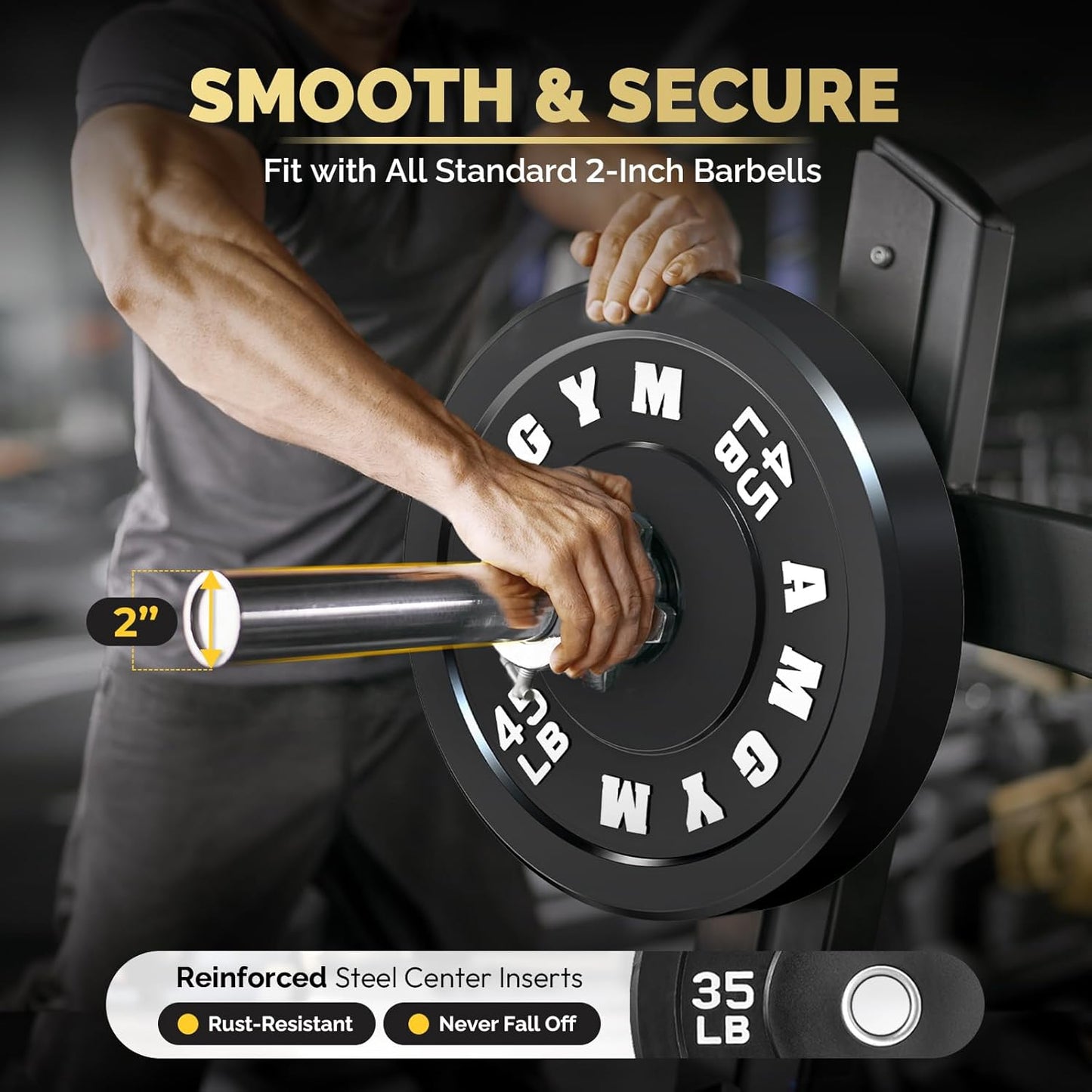 2 Inch Bumper Plates,10-500Lbs,Barbell Rubber Olympic Weight Plates Set for Home Gym, Strength Training & Weight Lifting,Multiple Options/Colors