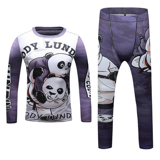MMA Rashguard for Children Jiu Jitsu T-Shirt +Pants Compression Boxing Sportwear Kids MMA Muay Thai Kickboxing Sets MMA Clothing