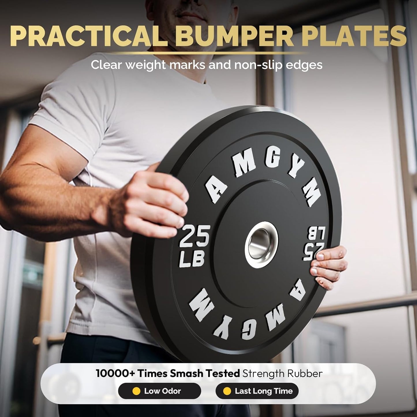 2 Inch Bumper Plates，10-500Lbs，Barbell Rubber Olympic Weight Plates Set for Home Gym, Strength Training & Weight Lifting,Multiple Options/Colors