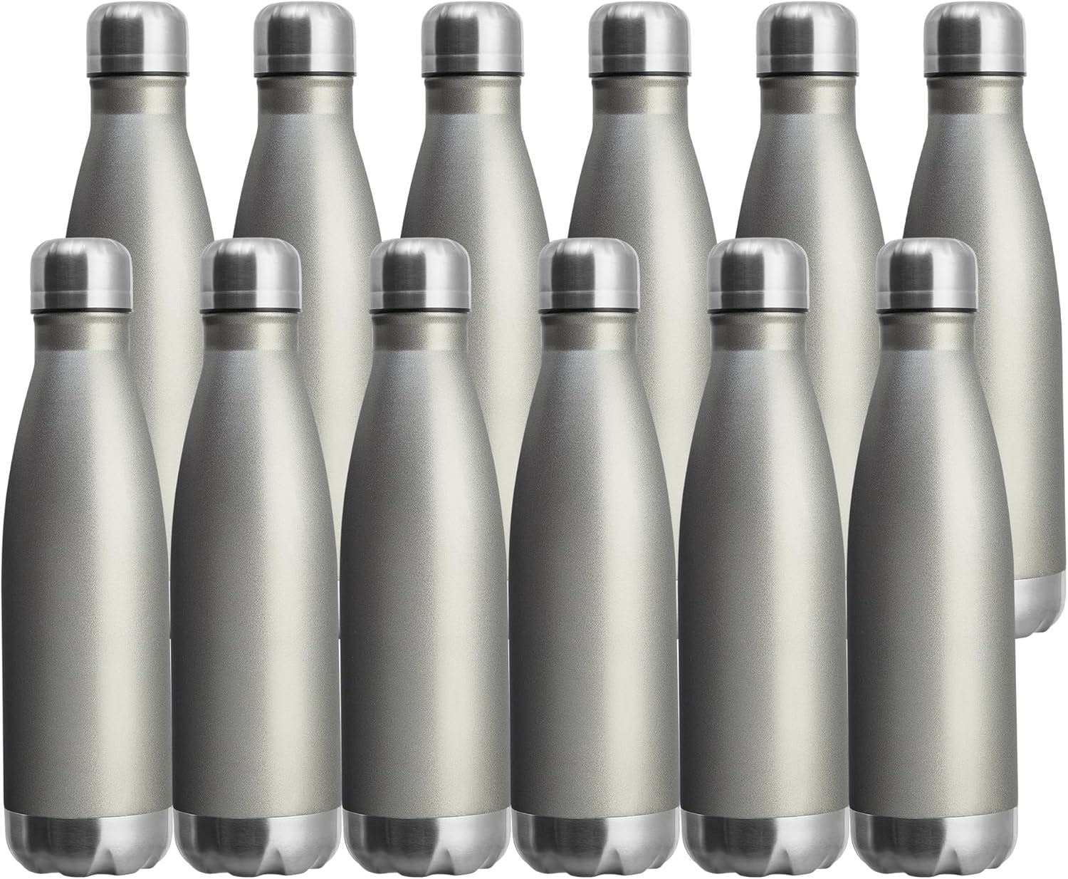 17Oz Sport Water Bottle 12 Pack Vacuum Insulated Stainless Steel Sport Water Bottle Leak-Proof Double Wall Cola Shape Water Bottle,Keep Drinks Hot & Cold (Cold Gray,12 Pack)