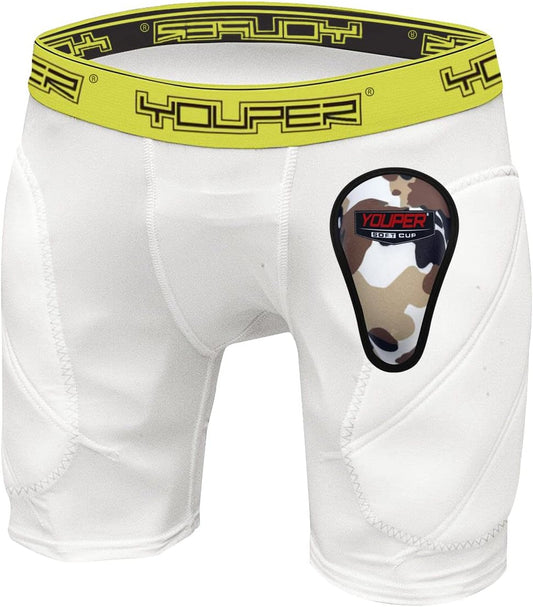 Boys Youth Padded Sliding Shorts with Soft Protective Athletic Cup for Baseball, Football, Lacrosse