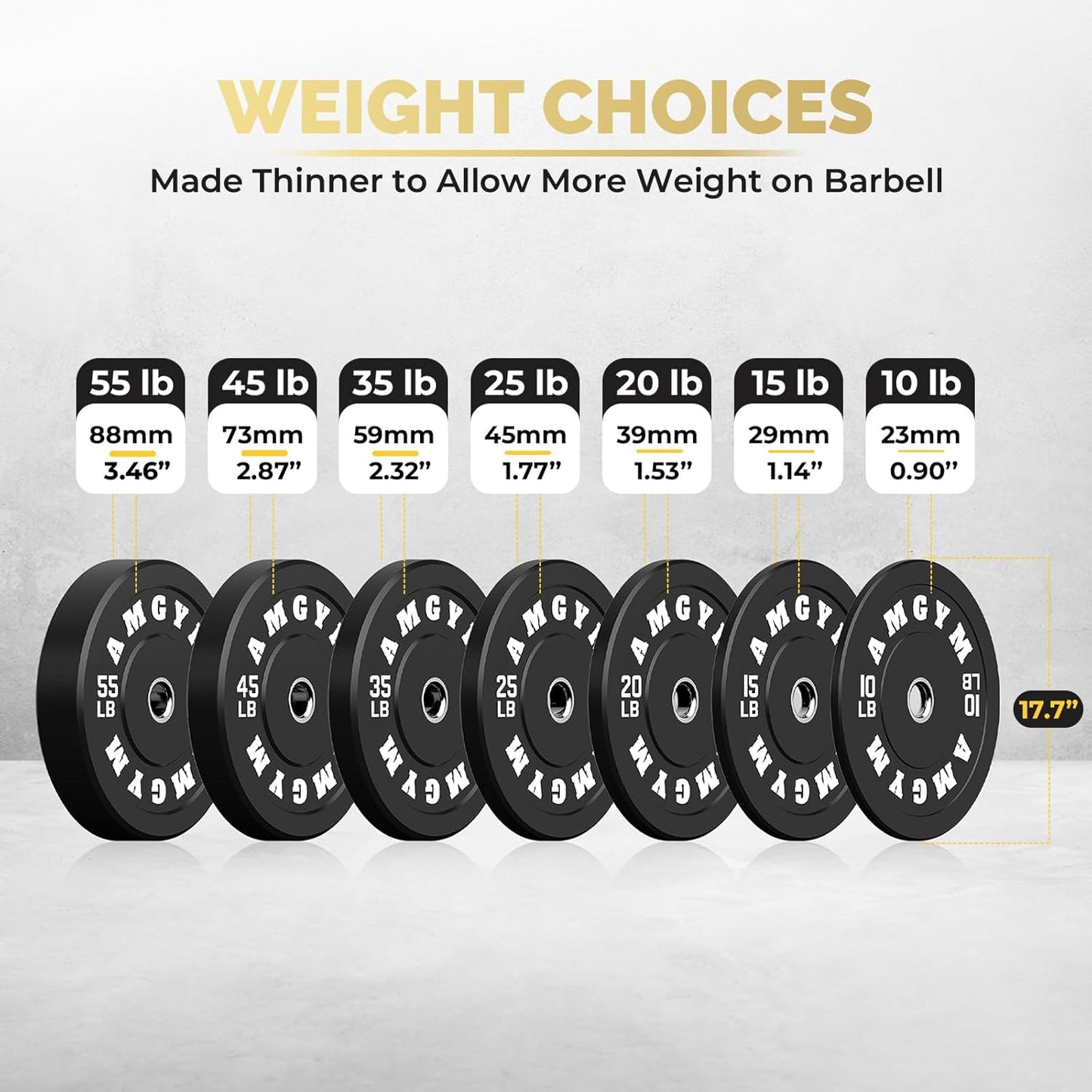 2 Inch Bumper Plates，10-500Lbs，Barbell Rubber Olympic Weight Plates Set for Home Gym, Strength Training & Weight Lifting,Multiple Options/Colors
